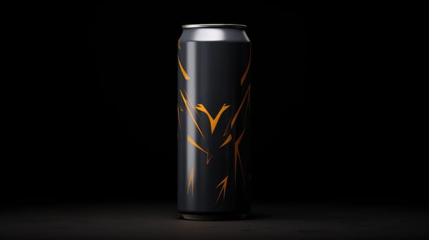 Can of energy drink mockup on the black background AI