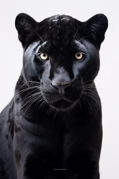 Close-up of a black panther with yellow eyes