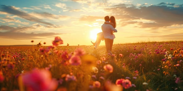 love couple in the beautiful nature scene of pragma