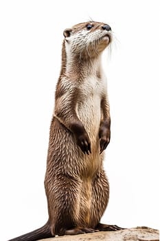 Otter standing upright on a rock
