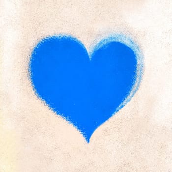 Azure heart on wall. Grunge texture with blue heart symbol. It can be used as a Valentine's theme, poster, wallpaper, design t-shirts and more.