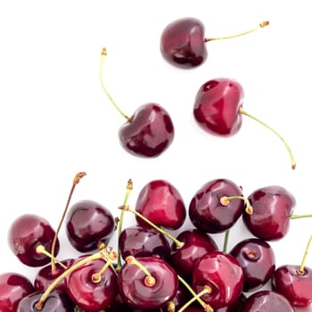 Cherries on white background. Delicious fruits.