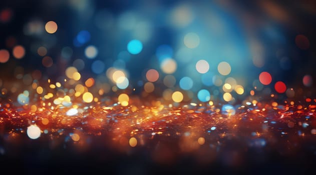 Glowing Christmas Lights: A Magical Bokeh of Shining Stars on a Blue Abstract Background.