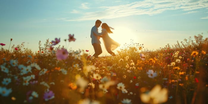 love couple in the beautiful nature scene of pragma