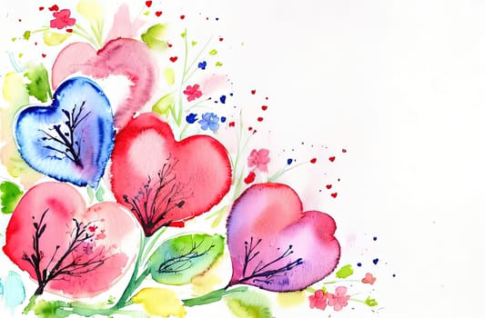 Valentines day watercolor abstract flowers pastel background banner. Perfect for Valentines Day card, romantic themed design, voucher, greeting card, wrapping paper. Concept love. Copy space