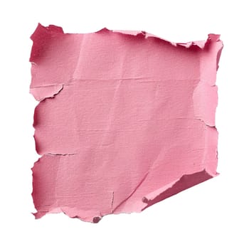 Blank pink sheet of paper, square shape. Isolated on white background. Ripped, jagged page. With empty space for text. Generative AI