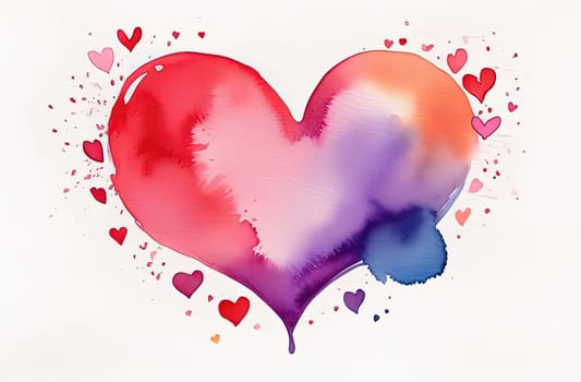 Valentines day watercolor abstract different hearts pastel background banner. Perfect for Valentines Day card, romantic themed design, voucher, greeting card, wrapping paper. Concept love. Copy space