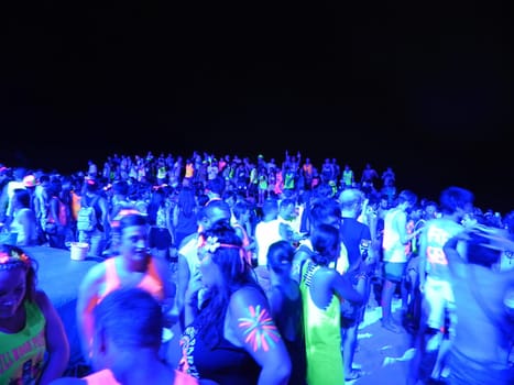 Koh Phangan, Thailand - 01.01.2015, There are about 10,000 people every month at this Phangan beach Full moon party in Koh Phangan , Thailand .