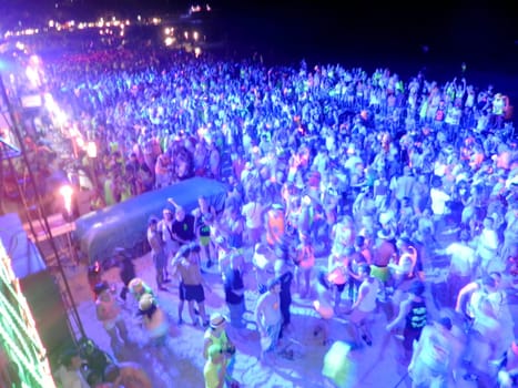 Koh Phangan, Thailand - 01.01.2015, There are about 10,000 people every month at this Phangan beach Full moon party in Koh Phangan , Thailand .