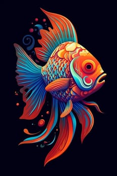 Vibrant illustration of a goldfish with intricate patterns.