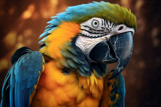 Vibrant colored macaw with intricate feather details
