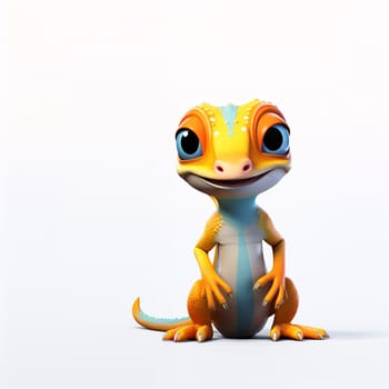 A cartoon gecko with blue stripes isolated on white background - AI generative
