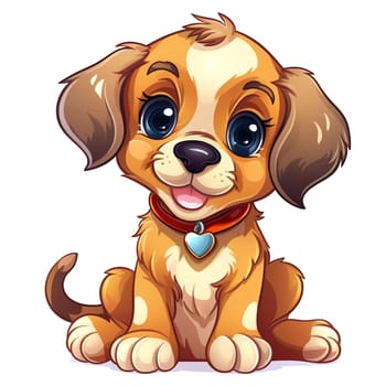 Cute cartoon dog. Clipart is a great choice for creating cards, invitations, party supplies and decorations. AI generated.