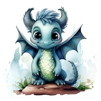 Cute Watercolor Dragon. TShirt Sticker. is a great choice for creating cards, invitations, party supplies and decorations. AI generated.