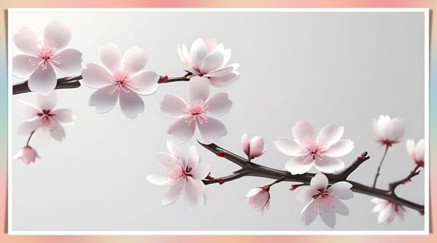 Cherry blossom on background with copy space for your text.Cherry blossom background with place for your text, vector illustration.Blossoming branch of cherry on a pastel background.Cherry blossom flowers on background.