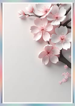 Cherry blossom on background with copy space for your text.Cherry blossom background with place for your text, vector illustration.Blossoming branch of cherry on a pastel background.Cherry blossom flowers on background.