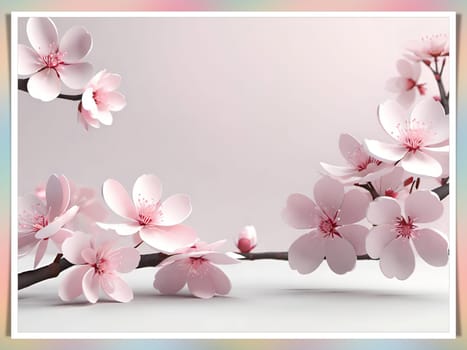 Cherry blossom on background with copy space for your text.Cherry blossom background with place for your text, vector illustration.Blossoming branch of cherry on a pastel background.Cherry blossom flowers on background.