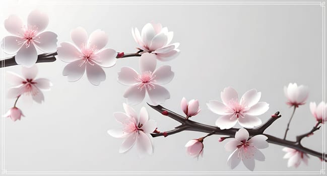 Cherry blossom on background with copy space for your text.Cherry blossom background with place for your text, vector illustration.Blossoming branch of cherry on a pastel background.Cherry blossom flowers on background.