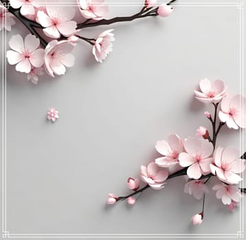 Cherry blossom on background with copy space for your text.Cherry blossom background with place for your text, vector illustration.Blossoming branch of cherry on a pastel background.Cherry blossom flowers on background.