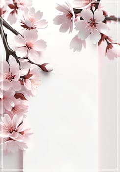 Cherry blossom on background with copy space for your text.Cherry blossom background with place for your text, vector illustration.Blossoming branch of cherry on a pastel background.Cherry blossom flowers on background.