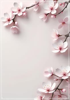 Cherry blossom on background with copy space for your text.Cherry blossom background with place for your text, vector illustration.Blossoming branch of cherry on a pastel background.Cherry blossom flowers on background.