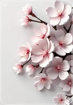 Cherry blossom on background with copy space for your text.Cherry blossom background with place for your text, vector illustration.Blossoming branch of cherry on a pastel background.Cherry blossom flowers on background.