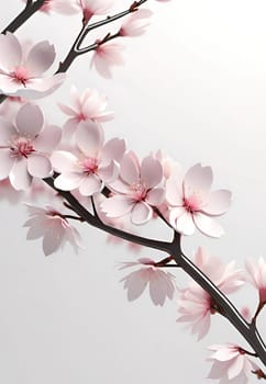 Cherry blossom on background with copy space for your text.Cherry blossom background with place for your text, vector illustration.Blossoming branch of cherry on a pastel background.Cherry blossom flowers on background.