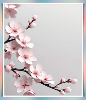 Cherry blossom on background with copy space for your text.Cherry blossom background with place for your text, vector illustration.Blossoming branch of cherry on a pastel background.Cherry blossom flowers on background.