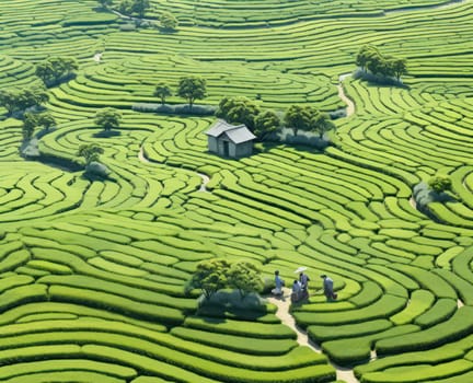Asia's Bountiful Bliss: Lush Rice Terraces Embracing Majestic Mountains and Vibrant Green Valleys