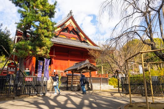 Tokyo, Japan. January 2024. Exterior view of the Kiyomizu Kannon-do Temple in the city center