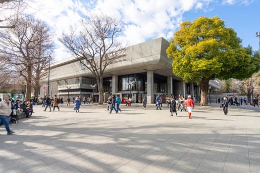 Tokyo, Japan. January 2024. Tokyo Bunka Kaikan Music Library building at Ueno park in the city centre