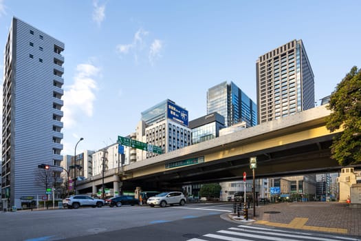 Tokyo, Japan. January 2024. traffic in the streets of the city center in the morning