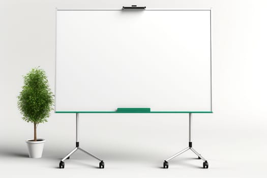 White meeting white board stand. Generative AI.