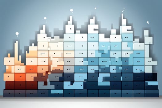 A wall walling ,flat Animation for textbook, colors shades of light blue. Generative AI.
