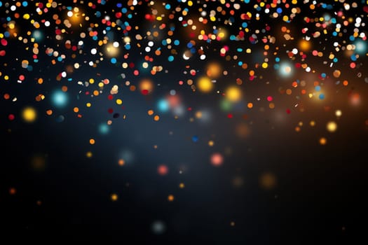 Group people at huge dance festival partying at night background. Generative AI.