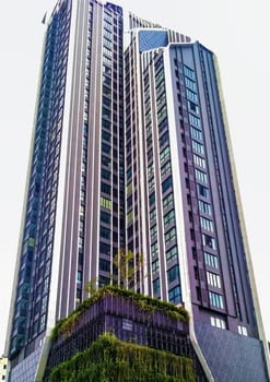Office building on sky background.