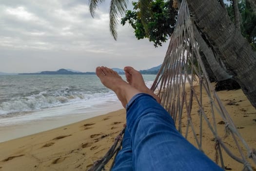 view of nice smooth woman’s legs in tropical bliss