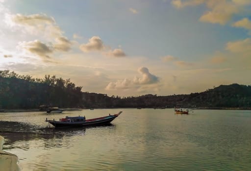 Tropical beach, traditional long tail boats, Gulf of Thailand, Thailand