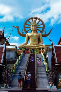 12 metre tall big buddha in wat phra yai, on koh samui, thailand