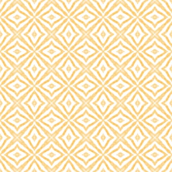 Tiled watercolor pattern. Yellow symmetrical kaleidoscope background. Hand painted tiled watercolor seamless. Textile ready worthy print, swimwear fabric, wallpaper, wrapping.