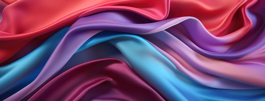 Colorful satin fabric with a dynamic, wavy texture