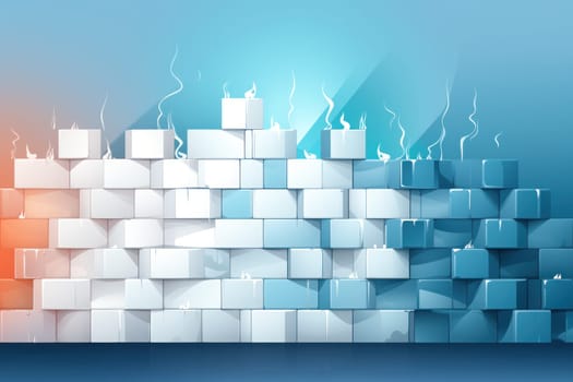A wall walling ,flat Animation for textbook, colors shades of light blue. Generative AI.
