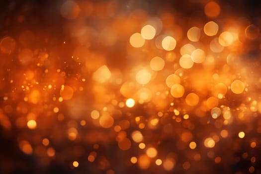 Glitter orange blurred bokeh lights background. Generative AI.