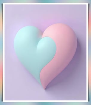 Valentine's Day background with hearts .Pastel colors.Valentine's day greeting card with heart.Minimal Valentine's Day concept. 3D rendering.Valentine's Day greeting card with hearts in pastel colors.Minimal love concept.Computer digital drawing.