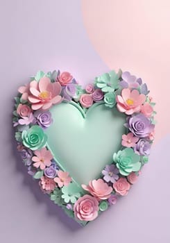 Valentine's Day background with hearts .Pastel colors.Valentine's day greeting card with heart.Minimal Valentine's Day concept. 3D rendering.Valentine's Day greeting card with hearts in pastel colors.Minimal love concept.Computer digital drawing.