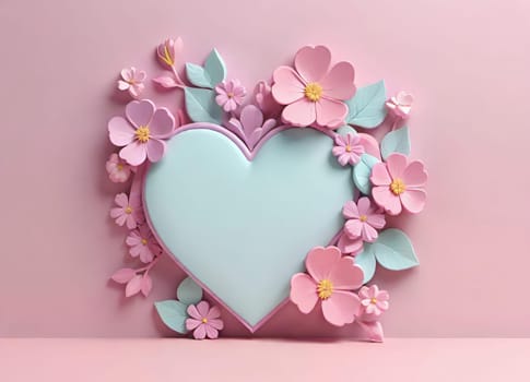 Valentine's Day background with hearts .Pastel colors.Valentine's day greeting card with heart.Minimal Valentine's Day concept. 3D rendering.Valentine's Day greeting card with hearts in pastel colors.Minimal love concept.Computer digital drawing.