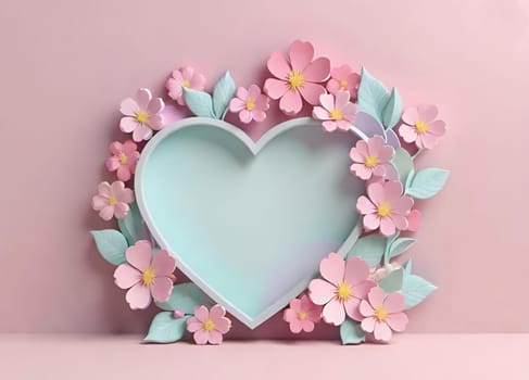 Valentine's Day background with hearts .Pastel colors.Valentine's day greeting card with heart.Minimal Valentine's Day concept. 3D rendering.Valentine's Day greeting card with hearts in pastel colors.Minimal love concept.Computer digital drawing.