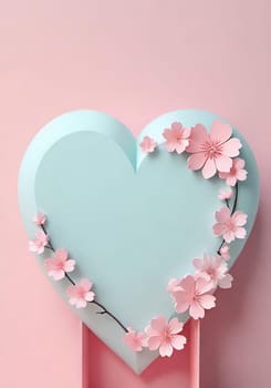 Valentine's Day background with hearts .Pastel colors.Valentine's day greeting card with heart.Minimal Valentine's Day concept. 3D rendering.Valentine's Day greeting card with hearts in pastel colors.Minimal love concept.Computer digital drawing.