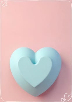 Valentine's Day background with hearts .Pastel colors.Valentine's day greeting card with heart.Minimal Valentine's Day concept. 3D rendering.Valentine's Day greeting card with hearts in pastel colors.Minimal love concept.Computer digital drawing.