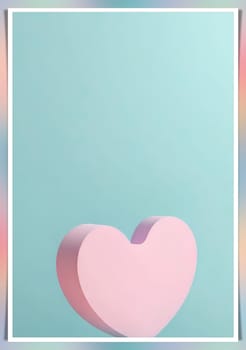 Valentine's Day background with hearts .Pastel colors.Valentine's day greeting card with heart.Minimal Valentine's Day concept. 3D rendering.Valentine's Day greeting card with hearts in pastel colors.Minimal love concept.Computer digital drawing.